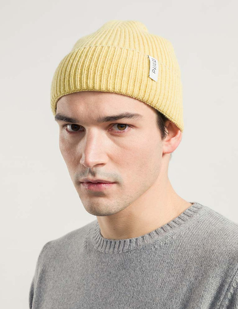 Recycled Cashmere Beanie Marcello - Yellow