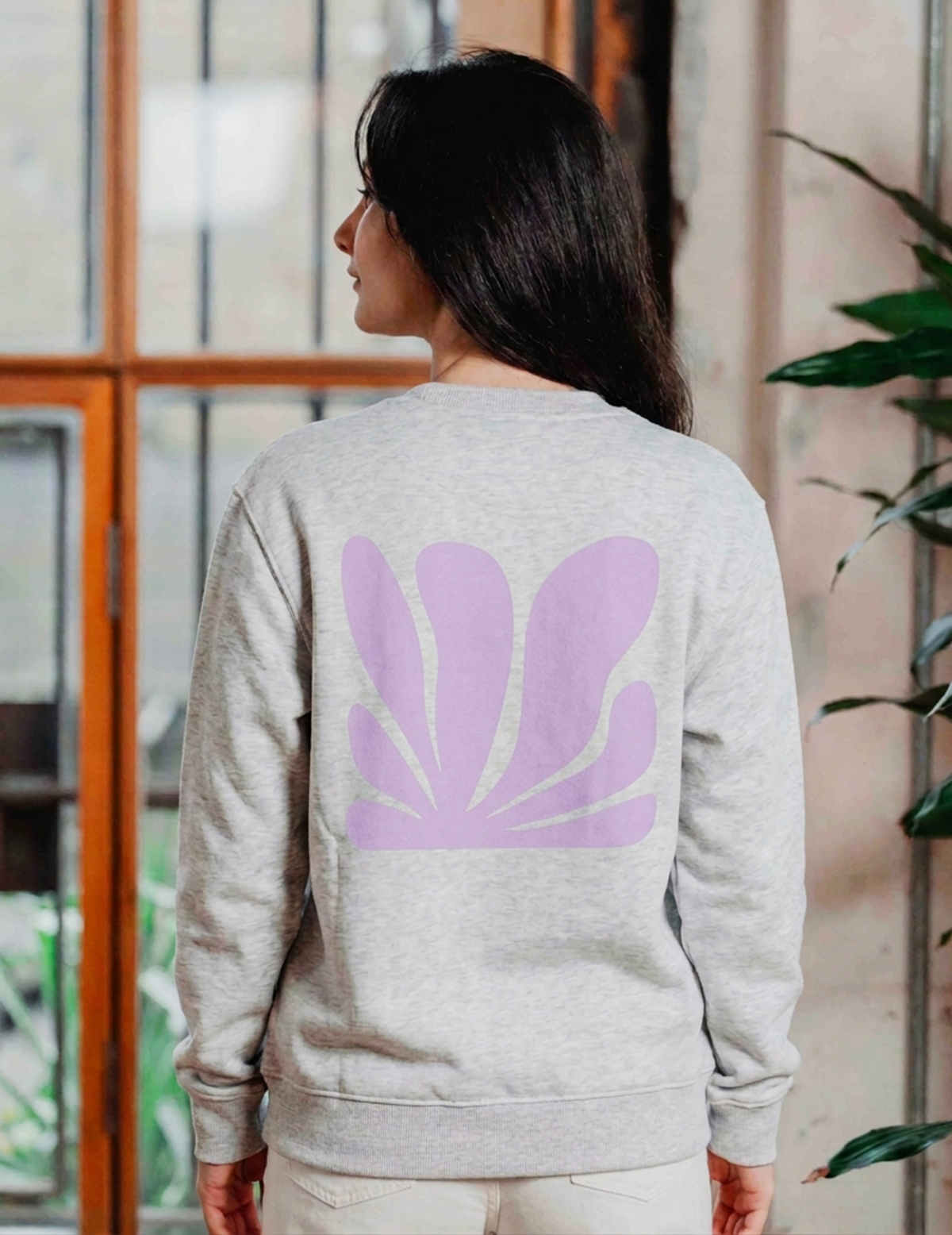 Womens Castle Crew - Melange Grey with Design