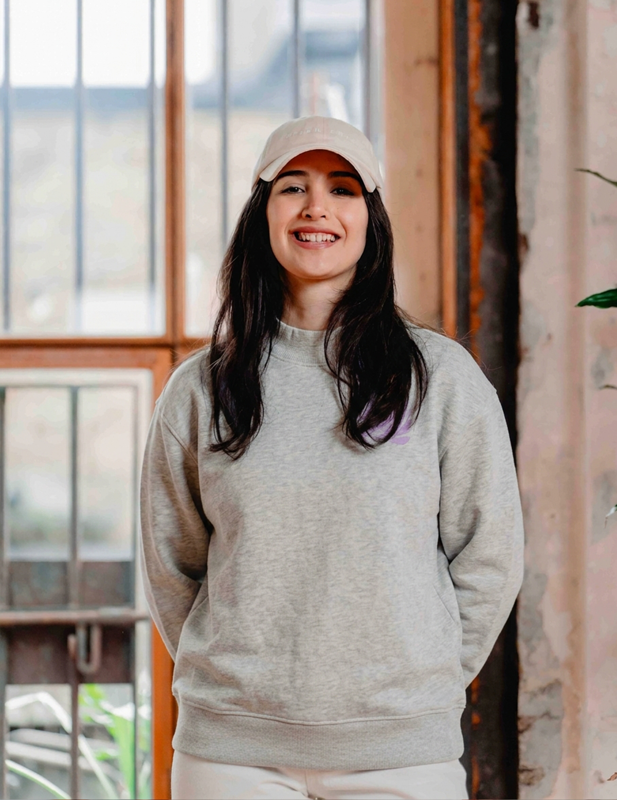 Womens Castle Crew - Melange Grey with Design