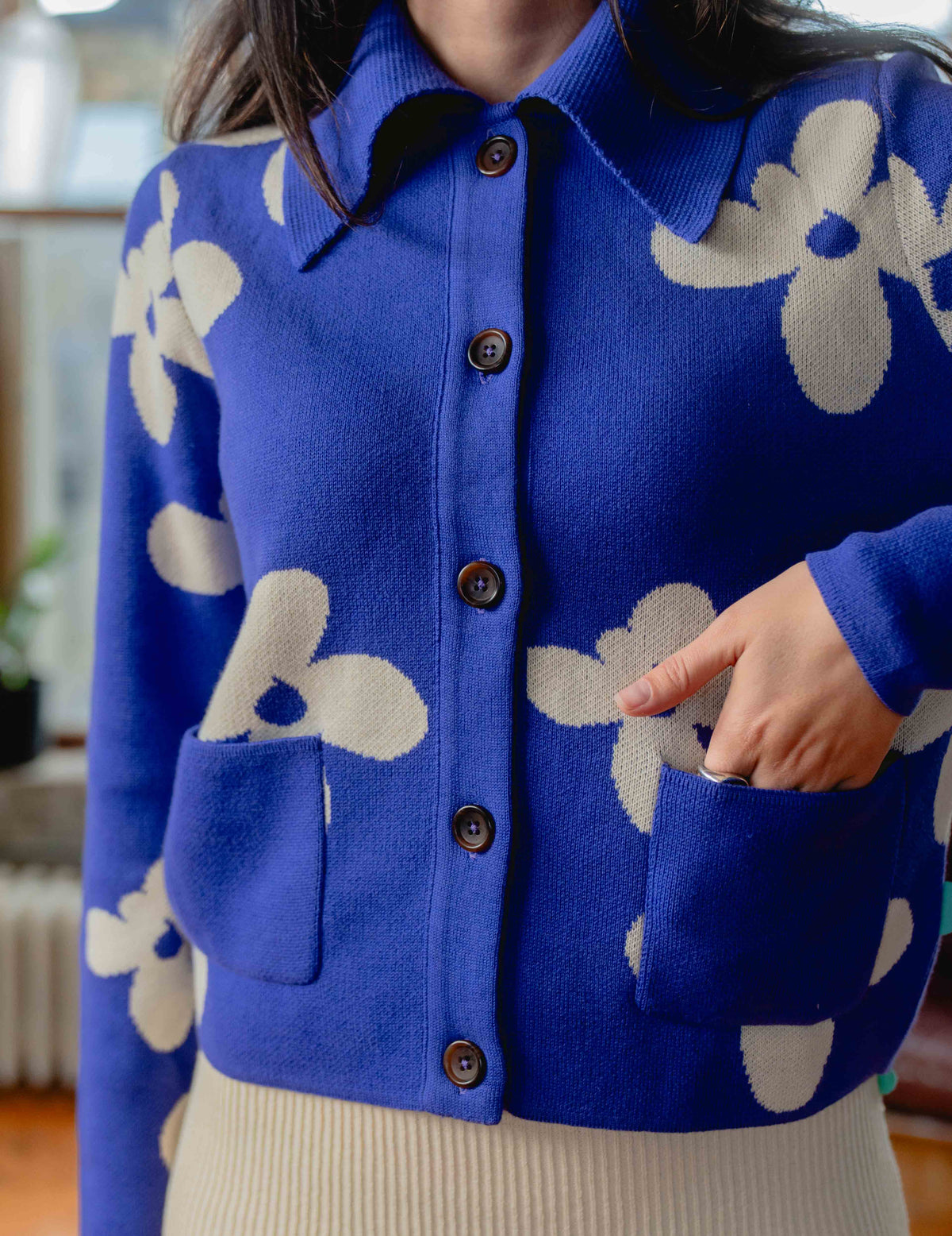 Anna Knit Cardigan - Flower