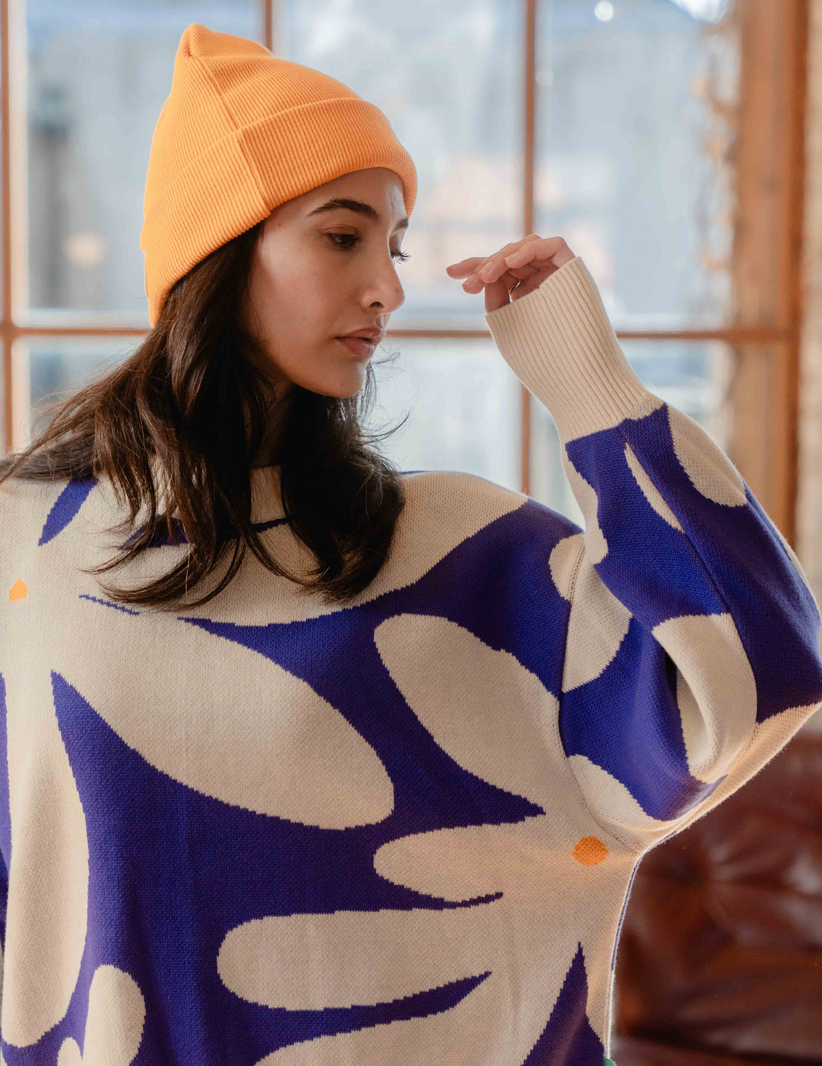 Fresh Heavy Knit Crew - Big Flower