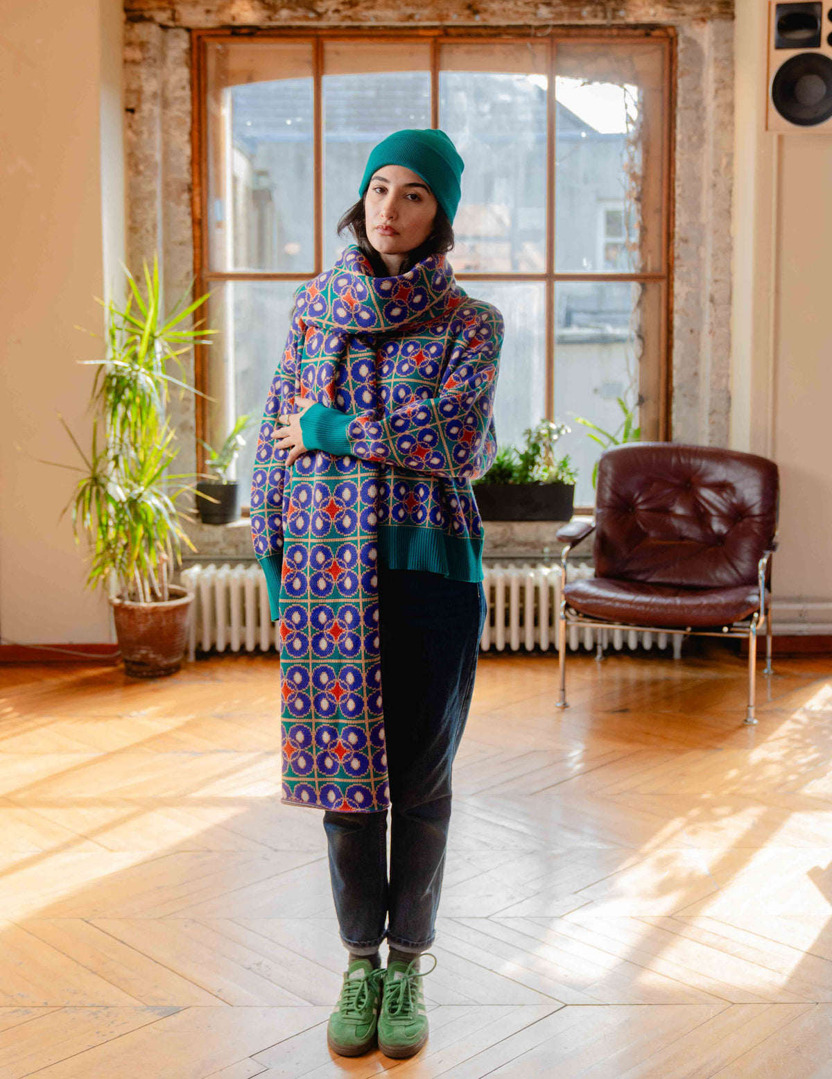 Heavyweight Knit Scarf - Check