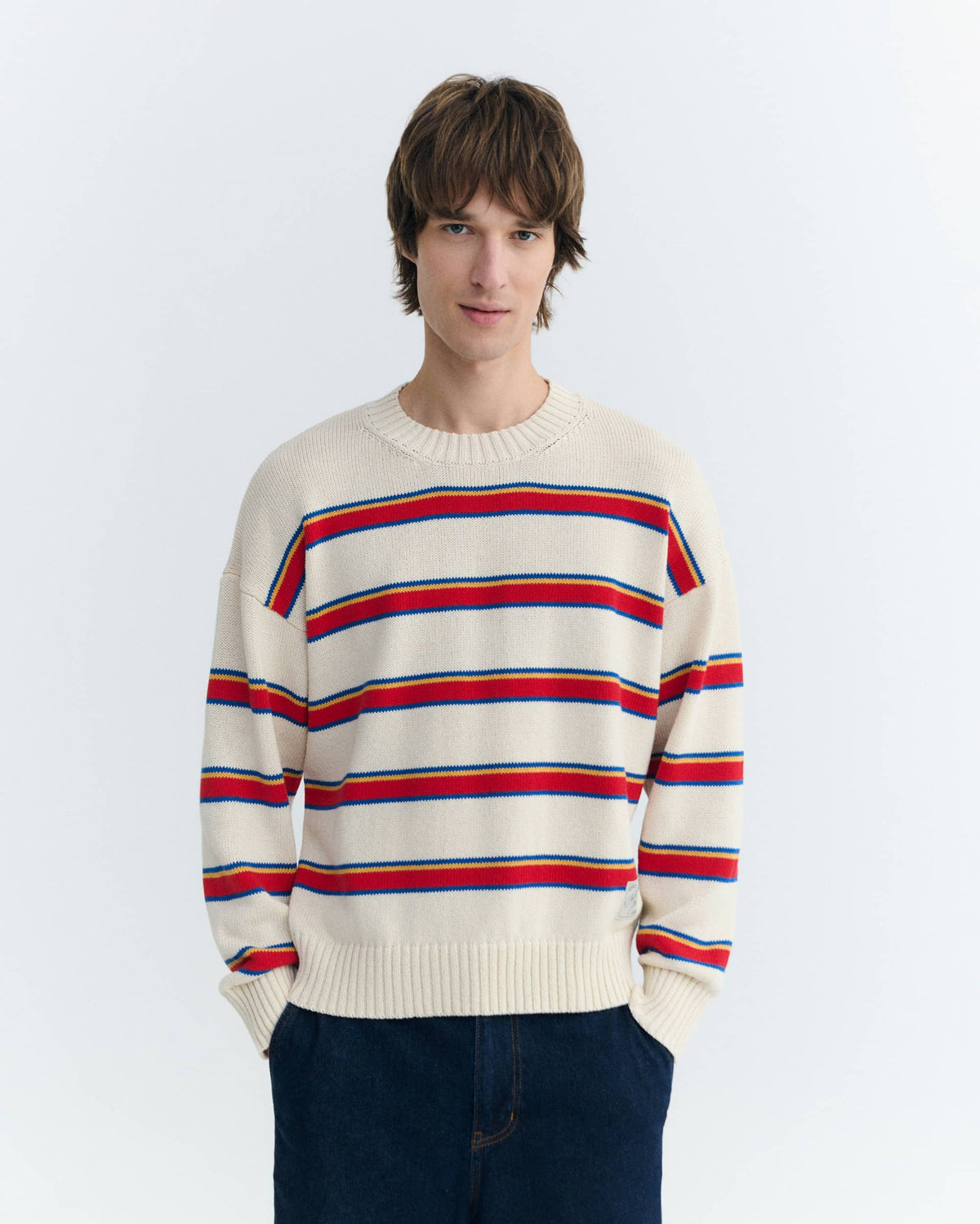 ECRU STRIPES BETO KNITTED SWEATER
