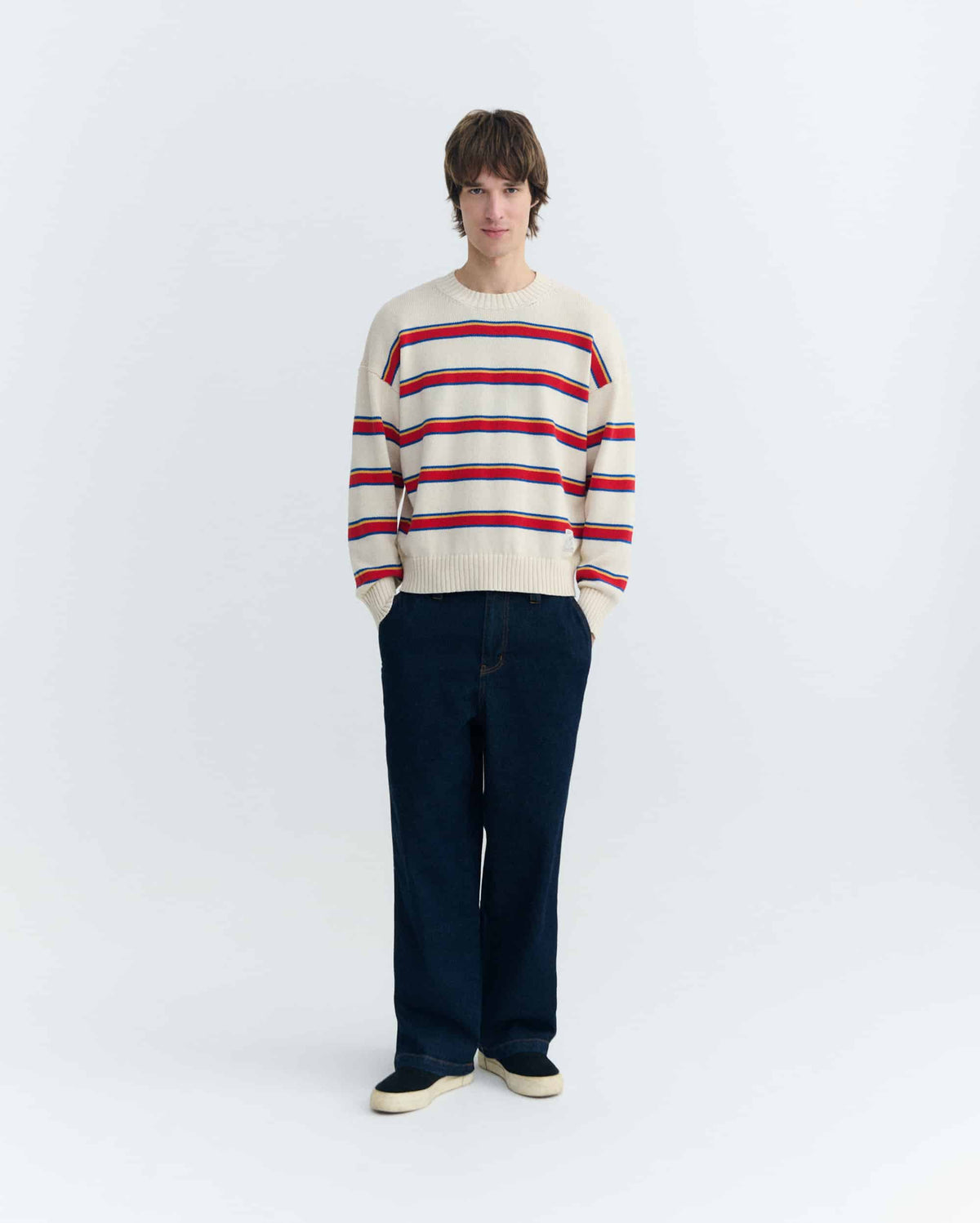 ECRU STRIPES BETO KNITTED SWEATER
