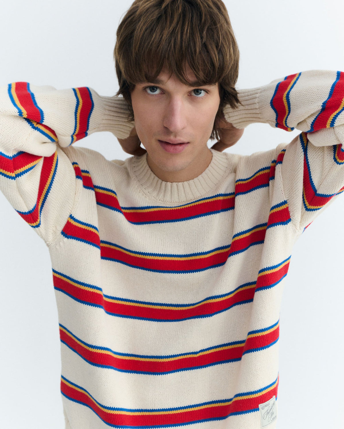 ECRU STRIPES BETO KNITTED SWEATER
