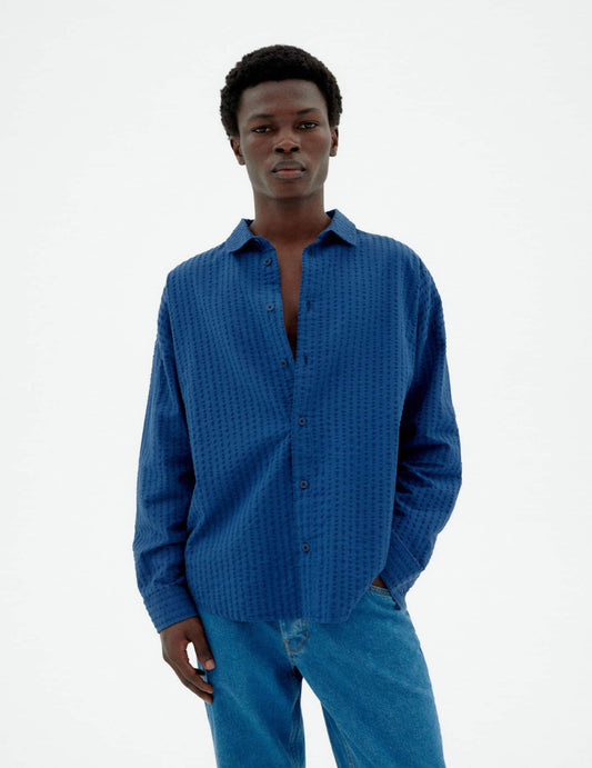 COBALT SEERSUCKER HARU SHIRT