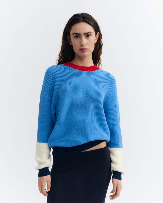 BLUE MULTICOLOR CARMEN KNITTED SWEATER