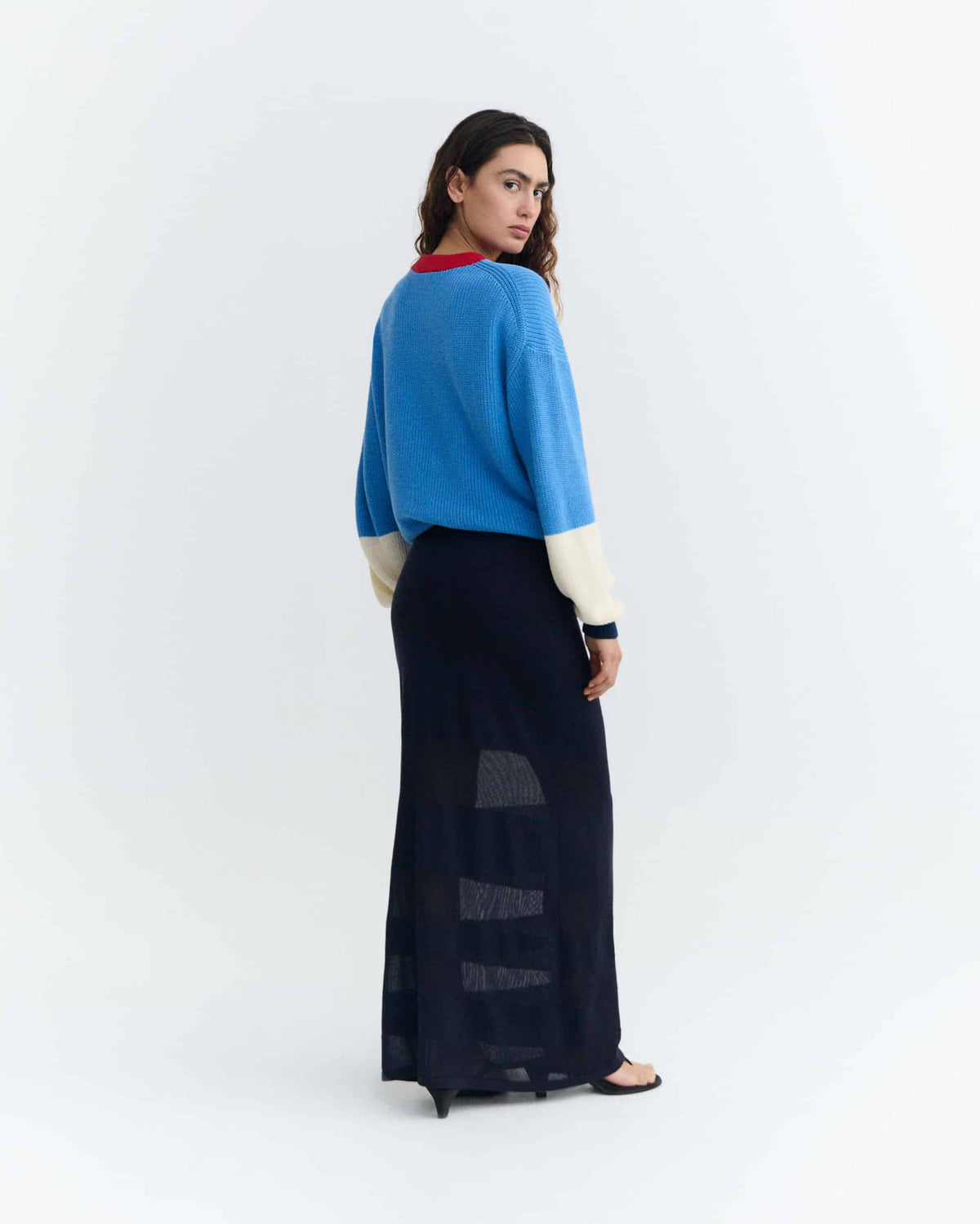 BLUE MULTICOLOR CARMEN KNITTED SWEATER